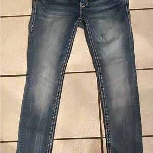 Rock Revival Barby Jeans 27 Embellished Flap Pockets Skinny with 29 Inch Inseam